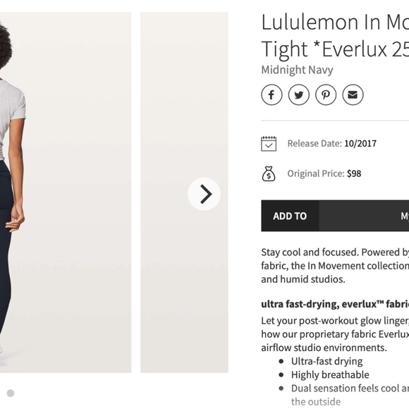 Lululemon In Movement 7/8 Tight 25" - Picture 9 of 9